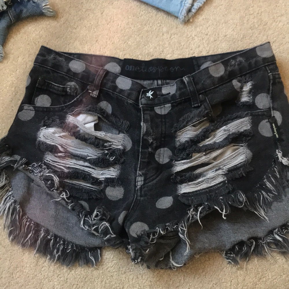 dark grey jean shorts